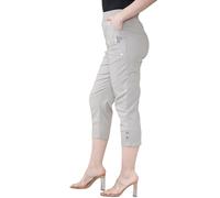 WearAll Womens Capri Trousers Ladies Three Quarter Soft 3/4 Cropped Pants Ladies Stretch Pull on Trousers Elasticated Waist Plus Size Summer Shorts (Mocha, 46)