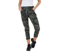 WearAll Women's Magic Trousers - Ladies Camouflage Army Print Italian Yoga Pants Lagenlook Jogger Active Casual Stretchy Joggers Jogging Pant Khaki 46