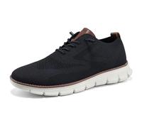 Wearbreeze Herren Business Casual Oxford Sneakers - Leichte Schnür-Anzugschuhe für Arbeit, Reisen & täglichen Pendelverkehr, Schwarz, 40 EU
