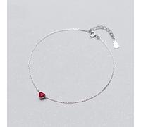 WEAV 925 Sterling Silber Fußkettchen Mode Romantische Rote Herz Fußkettchen Für Frauen Geburtstagsgeschenk Feinen 925 Schmuck