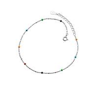 WEAV 925 Sterling Silber Fußkettchen Mode Sommer Farbe Perlen Fußkettchen Für Frauen Geburtstagsgeschenk Feiner 925 Schmuck