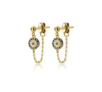 WEAV 925 Sterling Silber Hip Hop Kette Blue Demon Eye Zirkon Anhänger Ohrstecker Frauen Bohemian Goth Party Evil Eyes Schmuck