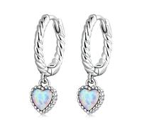 WEAV Vintage 925 Sterling Silber Opal Herz Ohrschnallen Für Frauen Elegante Klassische Creolen Edlen Schmuck Hochzeitsgeschenk