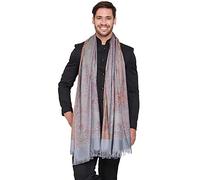 Weavers Villa Herren Schal mit Paisleymuster, gewebter Polywoll-Mischung, Schalldämpfer, Stolen für Herren, GRAU, Large