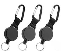 WEBBOMB Schlüsselrolle Jojo 70cm Stahlseil ID-Ausweisrolle ausziehbar Keyholder Band Karabiner-Ausweishalter einziehbarer Schlüsselanhänger Schlüsselband Skipasshalter (3x schwarz ohne Logo)