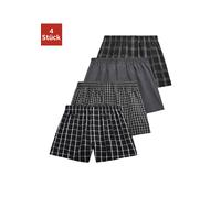 Webboxer AUTHENTIC LE JOGGER, Herren, Gr. 9 (XXXL), 4 Stk., schwarz-weiß (schwarz, weiß), Webqualität, Obermaterial: 100% Baumwolle, kariert, bequem, Unterhosen, vier unterschiedliche Dessins (9151764