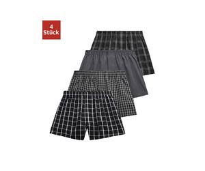 Webboxer AUTHENTIC LE JOGGER, Herren, Gr. 9 (XXXL), 4 Stk., schwarz-weiß (schwarz, weiß), Webqualität, Obermaterial: 100% Baumwolle, kariert, bequem, Unterhosen, vier unterschiedliche Dessins (9151764