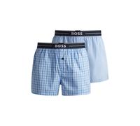Hugo Boss Pyjama-Shorts Style NOS Boxer EW 2P – Zweier-Pack, Baumwolle, Logo am Bund – Hellblau M