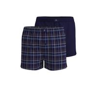 Webboxer BUGATTI, Herren, Gr. 8, 2 Stk., blau, dunkel, karo, Webqualität, Obermaterial: 100% Baumwolle, kariert, unifarben, Unterhosen, Eingriff mit Knopf (74442202-8) blau, dunkel, karo
