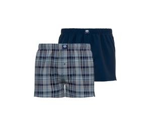 Webboxer CECEBA "Web-Boxershorts 2er Pack", Herren, Gr. M, blau, Obermaterial: 97% Baumwolle CO. 3% Elasthan EL., Unterhosen (77112843-M) blau