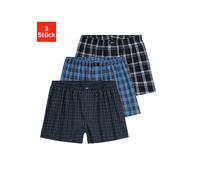 Webboxer H.I.S, Herren, Gr. 4, 3 Stk., blau (blau, kariert), Webqualität, Obermaterial: 100% Baumwolle, kariert, weit, Unterhosen, mit verschiedenen Karomustern, Topseller (273236-4) blau, kariert