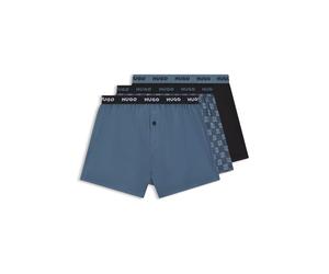 Webboxer HUGO UNDERWEAR "WOVEN BOXER TR", Herren, Gr. XL (54), 3 Stk., blau (open miscellaneous 964), Single Jersey, Obermaterial: 100% Baumwolle, körpernah, Unterhosen, Webboxer mit HUGO Schriftzug (