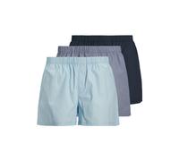 Webboxer JACK & JONES "Web-Boxershorts JACMILANO WOVEN BOXERS 3 PACK 3er Pack", Herren, Gr. M, blau (blau, dunkelblau), Obermaterial: 100% Baumwolle CO., Unterhosen (74450831-M) blau, dunkelblau