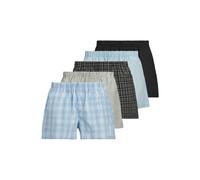Webboxer JACK & JONES "Web-Boxershorts JACMILANO WOVEN BOXERS 5 PACK 5er Pack", Herren, Gr. L, bunt (schwarz, grau, blau), Obermaterial: 100% Baumwolle CO., Unterhosen (17705614-L) schwarz, grau, blau
