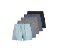 Webboxer JACK & JONES "Web-Boxershorts JACMILANO WOVEN BOXERS 5 PACK 5er Pack", Herren, Gr. S, bunt (schwarz, braun, blau), Obermaterial: 100% Baumwolle CO., Unterhosen (78123567-S) schwarz, braun, bl