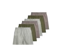 Webboxer JACK & JONES "Web-Boxershorts JACMILANO WOVEN BOXERS 6 PACK 6er Pack", Herren, Gr. M, bunt (grün, weiß, braun), Obermaterial: 100% Baumwolle CO., Unterhosen (60432323-M) grün, weiß, braun