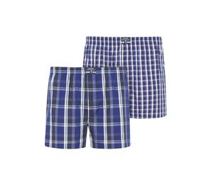Webboxer JOCKEY "Everyday Striped", Herren, Gr. 3XL, blau (navy, kariert), Webqualität, Obermaterial: 100% Baumwolle, kariert, bequem, Unterhosen, mit Marken Weblabel am Bund (18529549-XXXL) navy, kar