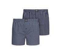 Webboxer JOCKEY "Everyday Woven", Herren, Gr. S, blau (marine, gemustert), Webqualität, Obermaterial: 100% Baumwolle, gestreift, kariert, weit, Unterhosen, mit Eingriff und elastischem Bund (20063212-