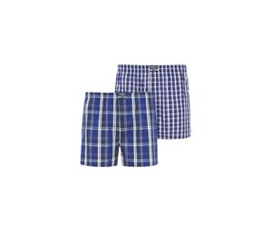 Webboxer JOCKEY "Web-Boxershorts Everyday Striped Boxer Woven 2er Pack", Herren, Gr. S, bunt (blau, weiß), Obermaterial: 100% Baumwolle CO., Unterhosen (34157833-S) blau, weiß