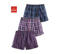 Webboxer LE JOGGER, Herren, Gr. 7, 3 Stk., bunt, Webqualität, Obermaterial: 100% Baumwolle, kariert, weit, Unterhosen, aus reiner Baumwolle (425693-7) bunt