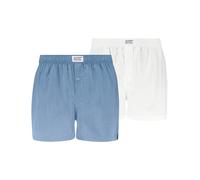 Webboxer LEVI'S "LEVIS MEN WOVEN BOXER 2P", Herren, Gr. S, light blau, weiß, Obermaterial: 100% Baumwolle, weit, Unterhosen, mit Eingriff, Baumwolle, weites Bein (81576338-S) light blau, weiß