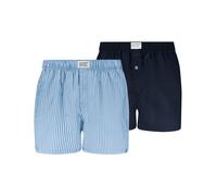 Webboxer LEVI'S "LEVIS MEN WOVEN BOXER 2P", Herren, Gr. XL, light blau, navy, Obermaterial: 100% Baumwolle, weit, Unterhosen, mit Eingriff, Baumwolle, weites Bein (23884551-XL) light blau, navy