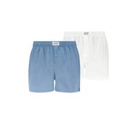 Webboxer LEVI'S "Web-Boxershorts Woven Boxers 2P 2er Pack", Herren, Gr. S, bunt (weiß, hellblau), Obermaterial: 100% Baumwolle CO., Unterhosen (68575605-S) weiß, hellblau