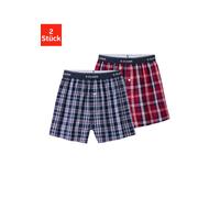 Webboxer S.OLIVER, Herren, Gr. 7 (XL), 2 Stk., bunt (blau, kariert, rot, kariert), Webqualität, Obermaterial: 100% Baumwolle, kariert, weit, Unterhosen, mit Logo Webbund (67989336-7) blau, kariert, ro