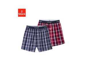Webboxer S.OLIVER, Herren, Gr. 8 (XXL), 2 Stk., bunt (blau, kariert, rot, kariert), Webqualität, Obermaterial: 100% Baumwolle, kariert, weit, Unterhosen, mit Logo Webbund (67989336-8) blau, kariert, r