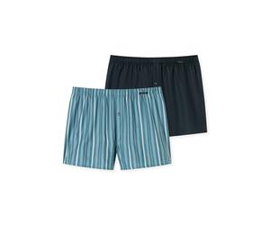 Webboxer SCHIESSER "Boxershorts Multipacks", Herren, Gr. 9, blau (925, dunkelblau, gesteift), Webqualität, Obermaterial: 100% Baumwolle, gestreift, unifarben, weit, Unterhosen Webboxer, mit funktional