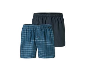 Webboxer SCHIESSER "Web-Boxershorts 2er Pack", Herren, Gr. L, blau (dunkelblau, petrol), Obermaterial: 100% Baumwolle CO., Unterhosen (96889208-L) dunkelblau, petrol
