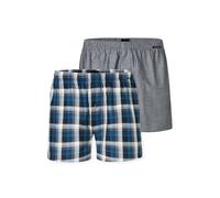 Webboxer SCHIESSER "Web-Boxershorts 2er Pack", Herren, Gr. XXL, blau (blau, grau), Obermaterial: 100% Baumwolle CO., Unterhosen (78576469-XXL) blau, grau