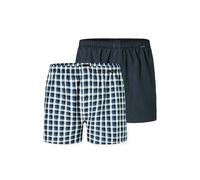 Webboxer SCHIESSER "Web-Boxershorts 2er Pack", Herren, Gr. XXL, blau (dunkelblau), Obermaterial: 100% Baumwolle CO., Unterhosen (37806107-XXL) dunkelblau
