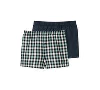 Webboxer SCHIESSER "Web-Boxershorts 2er Pack", Jungen, Gr. 176, blau (dunkelblau, grün), Obermaterial: 100% Baumwolle CO., Unterhosen (62600516-176) dunkelblau, grün