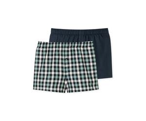 Webboxer SCHIESSER "Web-Boxershorts 2er Pack", Jungen, Gr. 176, blau (dunkelblau, grün), Obermaterial: 100% Baumwolle CO., Unterhosen (62600516-176) dunkelblau, grün