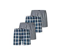 Webboxer SCHIESSER "Web-Boxershorts 4er Pack", Herren, Gr. L, blau (blau, grau), Obermaterial: 100% Baumwolle CO., Unterhosen (22185565-L) blau, grau