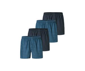 Webboxer SCHIESSER "Web-Boxershorts 4er Pack", Herren, Gr. M, blau (dunkelblau, petrol), Obermaterial: 100% Baumwolle CO., Unterhosen (29257019-M) dunkelblau, petrol