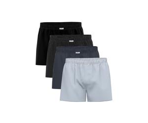 Webboxer SEIDENSTICKER "Web-Boxershorts 4er Pack", Herren, Gr. L, bunt (schwarz, blau), Obermaterial: 100% Baumwolle CO., Unterhosen (67853220-L) schwarz, blau