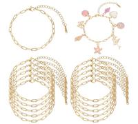 WEBEEDY 12 Stück Vergoldete Geprägte Armbandketten Mit Karabinerverschluss Verstellbares Gliederketten Gold Charm Armband Für DIY Schmuckherstellung Geschenk Für Frauen Jubiläum 22cm Länge