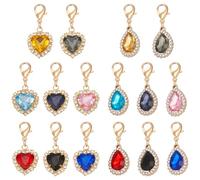 WEBEEDY 16 Stile Haustier-Schmuckanhänger für Katzen und Hunde Herz Und Tropfenförmige Schmuckanhänger Mit Karabinerverschlüssen Kleine Haustier Clip Anhänger Für DIY Taschenanhänger Halskette