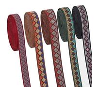 WEBEEDY 25 Yards Jacquard Bands Borte Ethnisch Stil Bestickt Polyester Bänder 1.2cm Breit Gemischt Farben Gewebt Besatz Für Nähen Taillenband Kleidung Verzierungen Und DIY Basteln