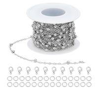 WEBEEDY 49.2 Füße Edelstahl Satellite Bead Chains Ball Bead Chains für Schmuckherstellung Platin Bead Chain Jump Rings Lobster Clasps für DIY Halsketten, Schlüsselanhänger