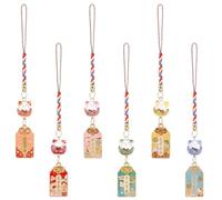 WEBEEDY 6 Stile Glücksbringer Katzen Schlüsselanhänger Maneki Neko Glücksbringer Katzen Anhänger Mit Buntem Seil Und Gravierten Tags Kartenpaket Japanischer Reichtums Hängeornament Weihnachten