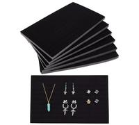 WEBEEDY 6 Stück Schwarz Samt Ring Organizer Schaumstoffe 100 Slots Ring Display Tablett Stecker Ohrring Halter Schmuckkasten Einsätze für Ringe Ohrringe Schmuck Lagerung Einzelhandel