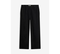 Leinenhose BONPRIX, Damen, Gr. 42, N-Gr, schwarz, Leinenmischung, Obermaterial: 55% Leinen, 45% Baumwolle, unifarben, festlich, loose fit lang, Hosen, aus Leinen-Baumwoll-Mix, Loose Fit, komfortable L