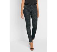 Webhose BONPRIX "Twillhose mit edlem Druck", Damen, Gr. 38, N-Gr, schwarz (schwarz, rauchgrau paisley), Obermaterial: 97% Baumwolle, 3% Elasthan, slim fit, Hosen Webhose, aus Baumwolle und Elasthan, S