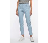 Webhose BONPRIX "Verkürzte Twill-Hose im Used-Look", Damen, Gr. 38, N-Gr, blau (hellblau), Twill, Obermaterial: 97% Baumwolle, 3% Elasthan, slim fit knöchelfrei, Hosen, aus Baumwolle und Elasthan, sch