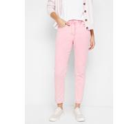 Webhose BONPRIX "Verkürzte Twill-Hose im Used-Look", Damen, Gr. 44, N-Gr, rosa (knallrosa), Twill, Obermaterial: 97% Baumwolle, 3% Elasthan, unifarben, slim fit knöchelfrei, Hosen, aus Baumwolle und E