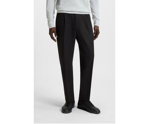 Webhose BOSS GREEN "T Convert-Pleat", Herren, Gr. 52, N-Gr, schwarz (schwarz001), Web, Obermaterial: 95% Polyester, 5% Elasthan, unifarben, Basic knöchellang, Hosen, mit Zugbund und Markenlabel Bundfa