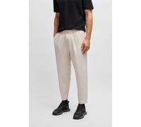 Webhose BOSS GREEN "T Convert-Pleat", Herren, Gr. 56, N-Gr, beige (open beige284), Web, Obermaterial: 95% Polyester, 5% Elasthan, unifarben, Basic knöchellang, Hosen Webhose, mit Zugbund und Markenlab